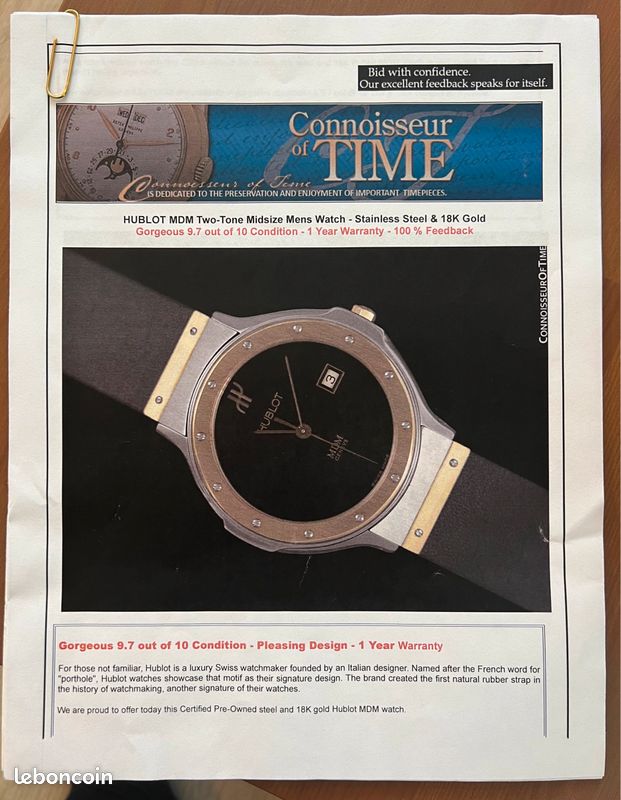 Montre Hublot MDM Or et Acier (image 8)