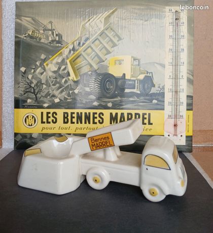 Cendrier vintage en céramique en forme de camion benne Bennes Marrel