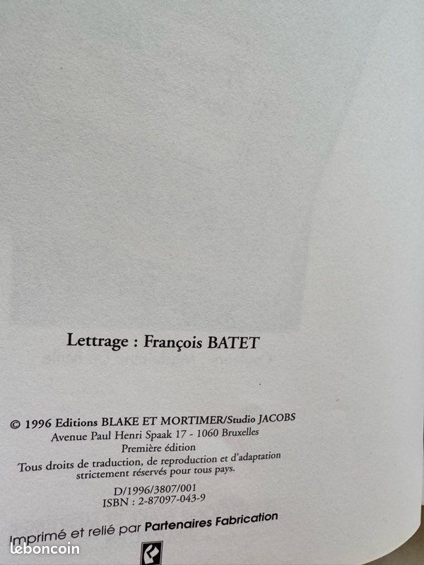 Les Editions Blake et Mortimer Blake et Mortimer L'Affaire Francis Blake 1996 (image 6)