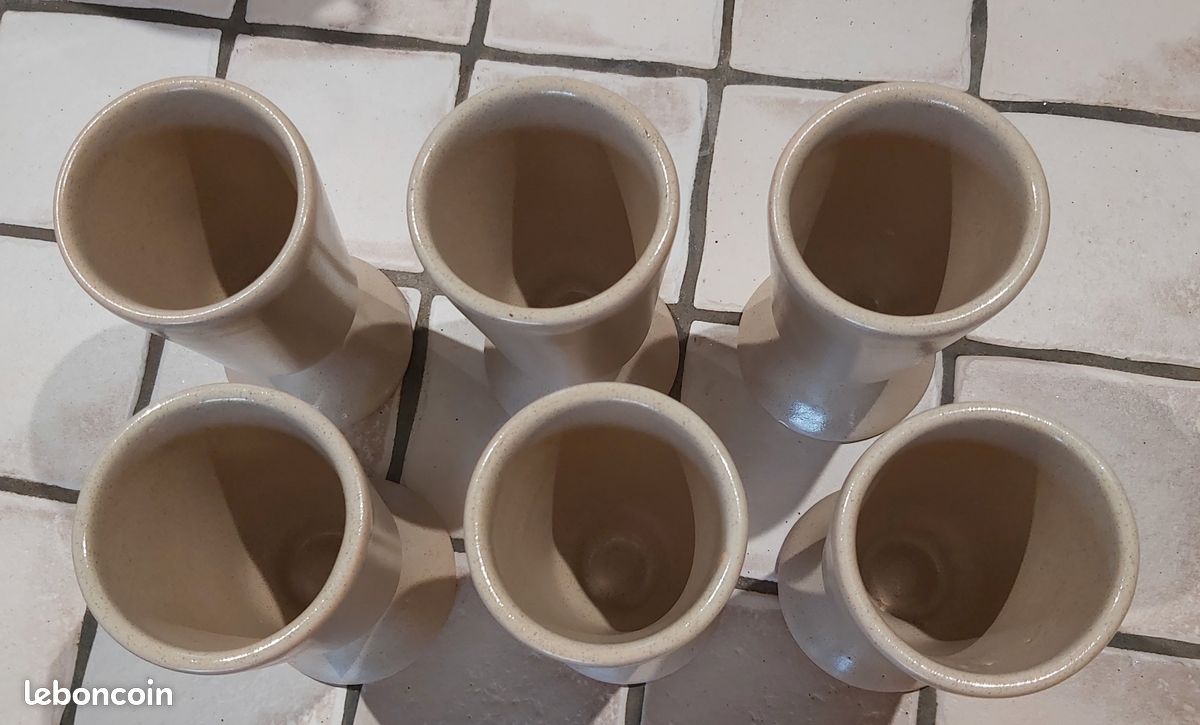 Lot de 6 mazagrans ou mugs en grès fleuri - Motif marguerite (image 4)