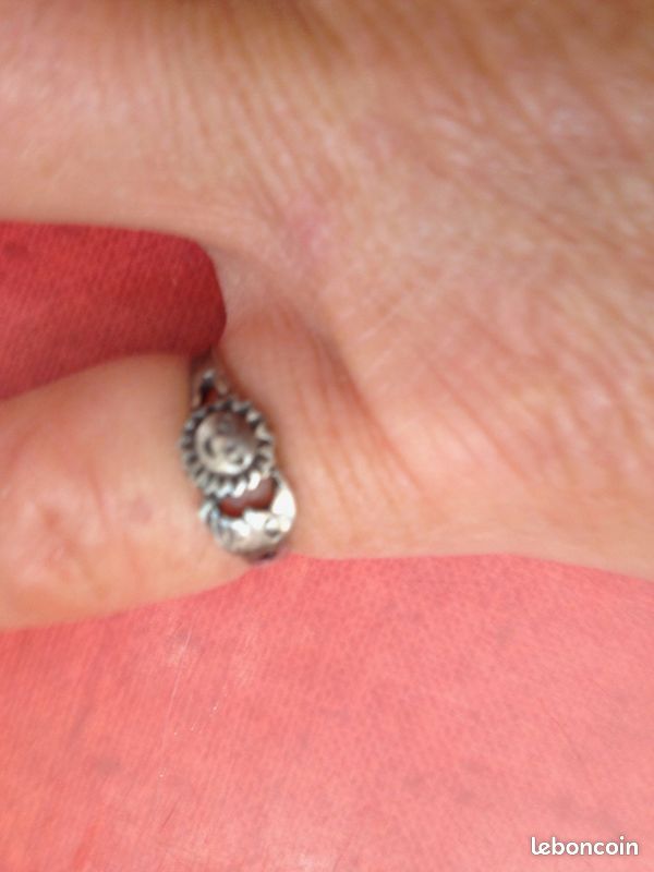 Bague argentée ajustable lune et soleil, idée cadeau (image 1)