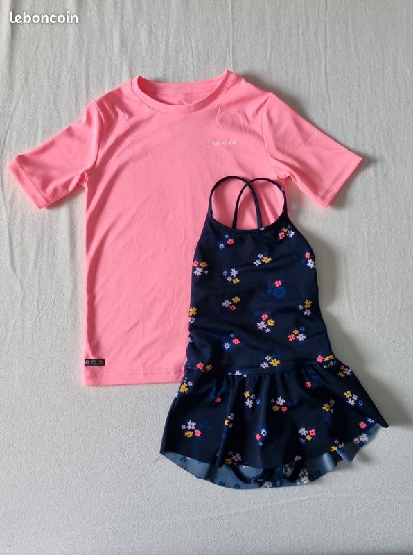 Maillot de bain natation pièce jupette Lila Ama t-shirt anti