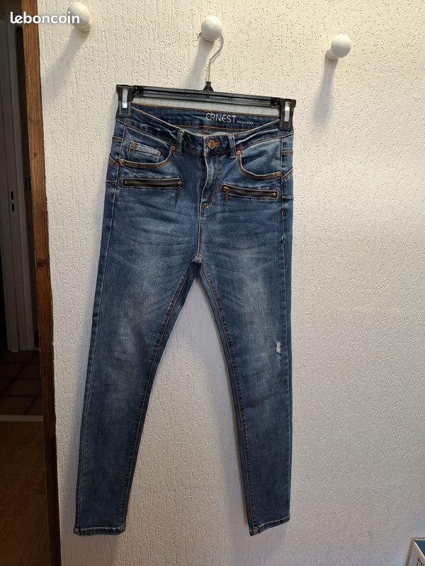 Beau jean femme Ernest (Promod) slim taille haute 36 push up