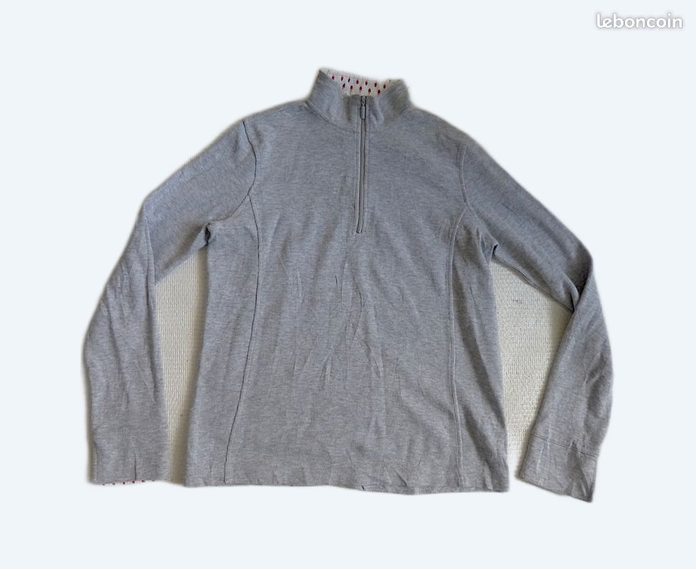 Pull Léger Orvis 1/2 Zip – Homme Taille XL – Coton Soie – Couleur Bordeaux – Occasion Excellent état