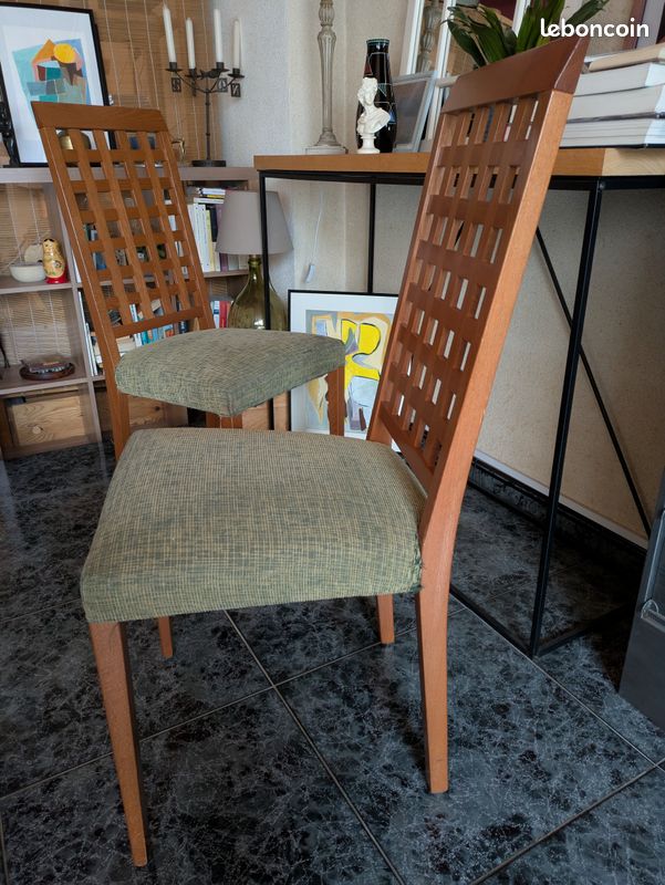 2 Chaises Effezeta italiennes bois et tissu (image 5)