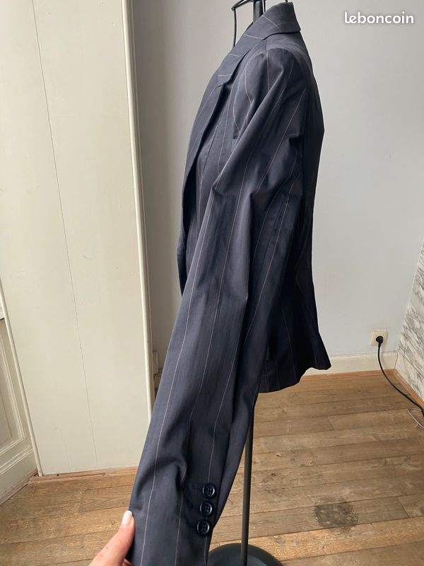Blazer Vintage Zara - Taille 40, Bleu, En Lin Et Acétate - Excellent état Occasion