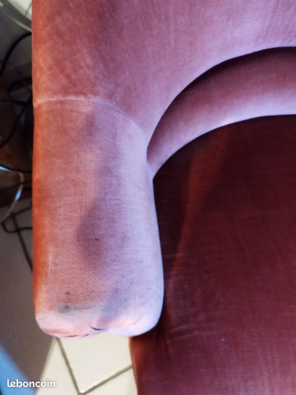 Fauteuil crapaud rose vintage pieds compas (image 9)