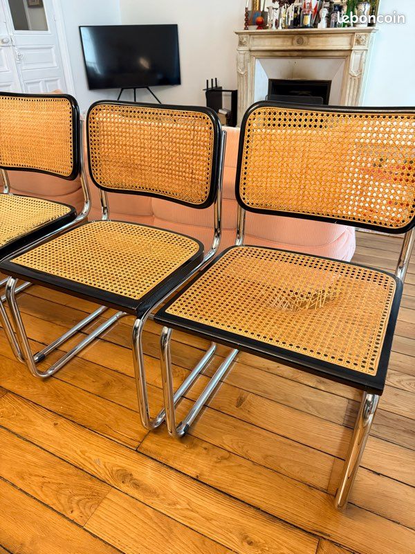 Lot 4 chaises vintage Marcel Breuer S 32 noires (image 3)