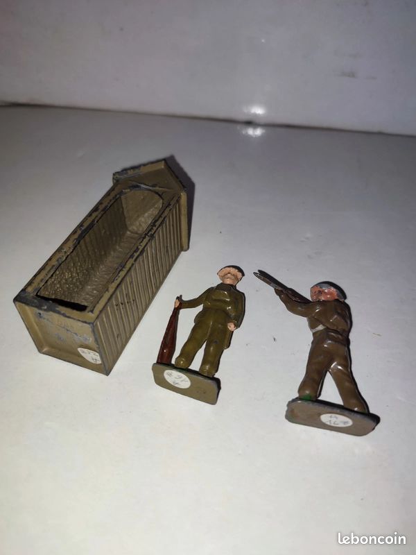 Soldat de plomb 5 soldats anglais au combat avec mitrailleuse