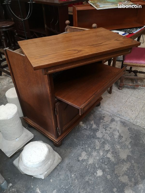 Joli meuble TV en bois tablette et plateau pivotant (image 2)