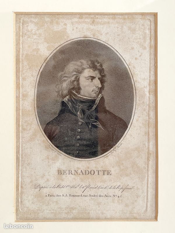 Estampe portrait du général Jean-Baptiste Bernadotte 18ème siècle (image 2)