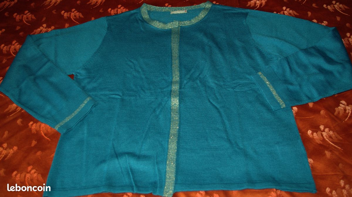 Gilet paletot toucher cachemire détails brillants bleu blancheporte petit 52 (50/52) (image 3)