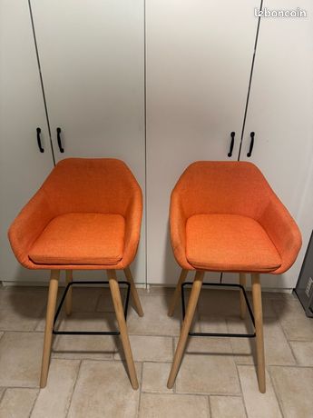 Lot de 4 Tabourets de bar - Métal & Métal - Orange - Joshua