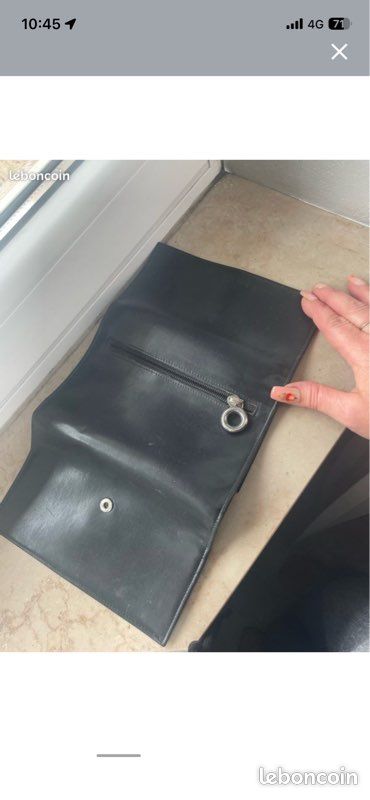 Porte feuille porte monnaie séquoia cuir noir bon état (image 4)