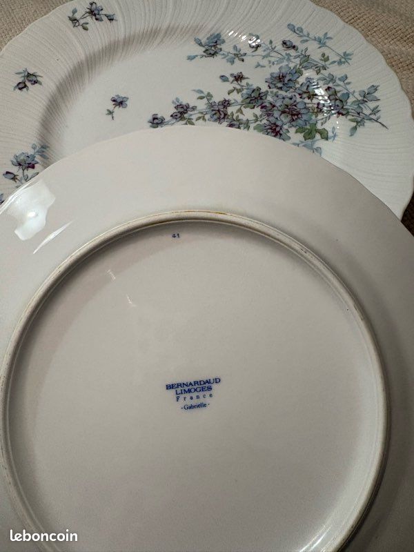 Lot de 6 assiettes plates Bernardaud Limoges 24,5cm – Modèle Gabrielle (image 3)