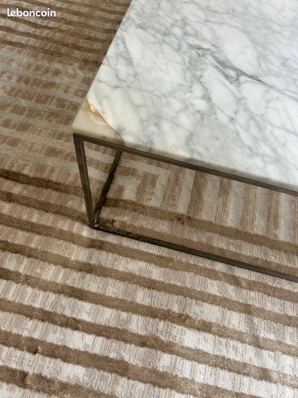 2 tables basses marbre blanc carrées AMPM 1mx1m (image 3)