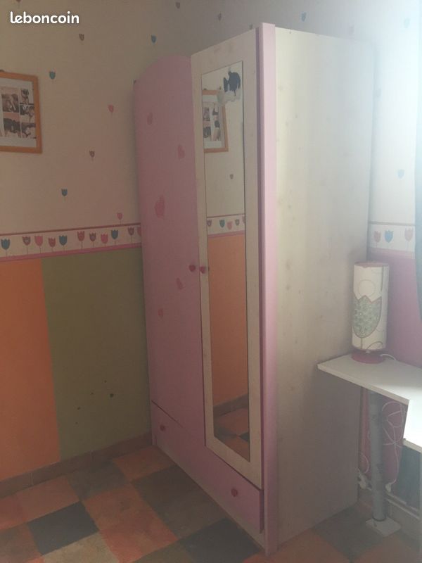 Armoire enfant 2 portes + tiroir + miroir (image 3)