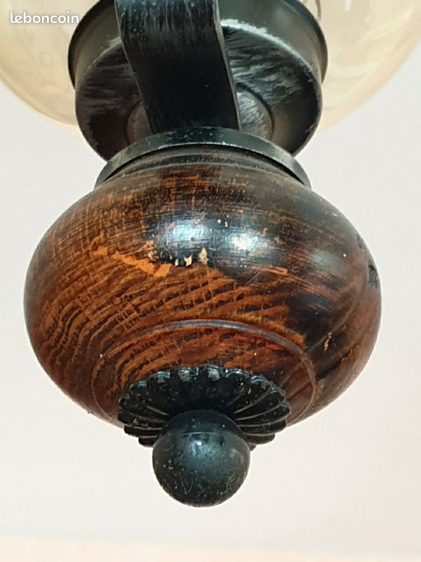 Lustre Classique En Fer Forgé Rouille/brun Avec Verre – Modèle Giorgia – 5 Lumières