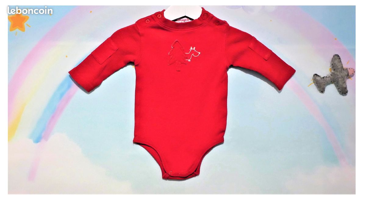 Body de Noël au sapin et renne de la maison La compagnie des petits, Taille 3 mois (image 1)