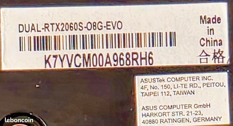 Carte graphique ASUS RTX 2060S 4