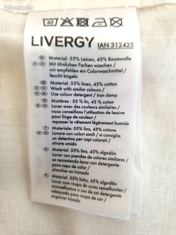 Chemise Blanche col Mao 55% lin 45 % Coton Neuve 41/42 (image 2)