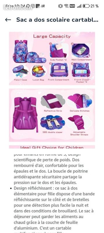 Sac à dos scolaire cartable (image 2)