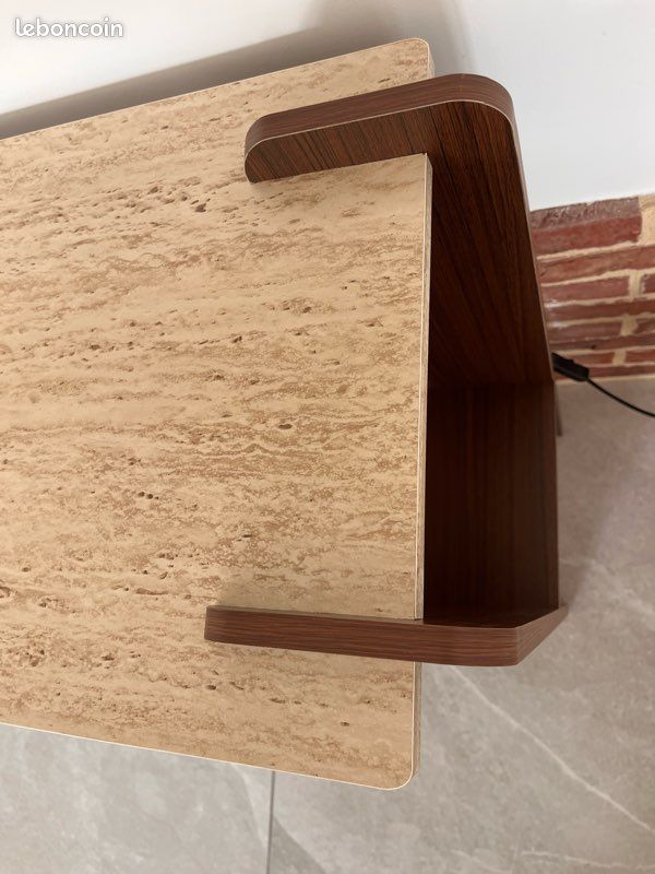 Console design art déco effet bois et travertin (image 6)