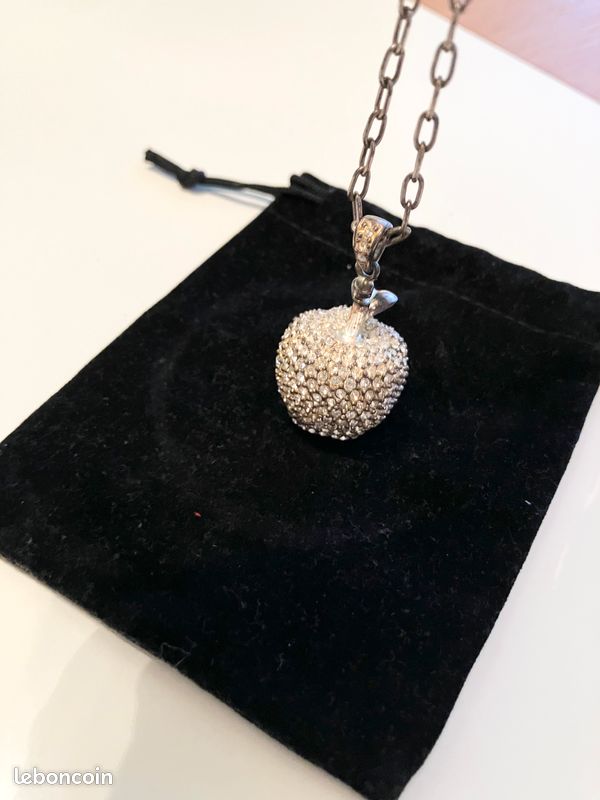 Collier/Sautoir Argenté Pomme Strass Agatha Vintage (image 1)
