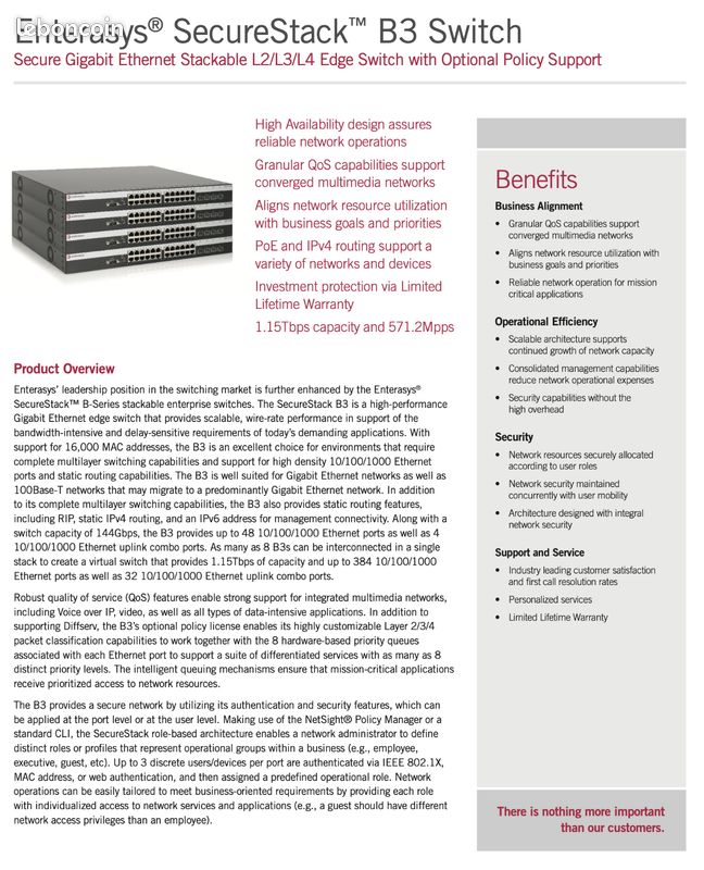 Détails sur Lot 2x Switch Réseau Enterasys b3g124-48p SecureStack 10/100/1000 Ethernet (image 2)