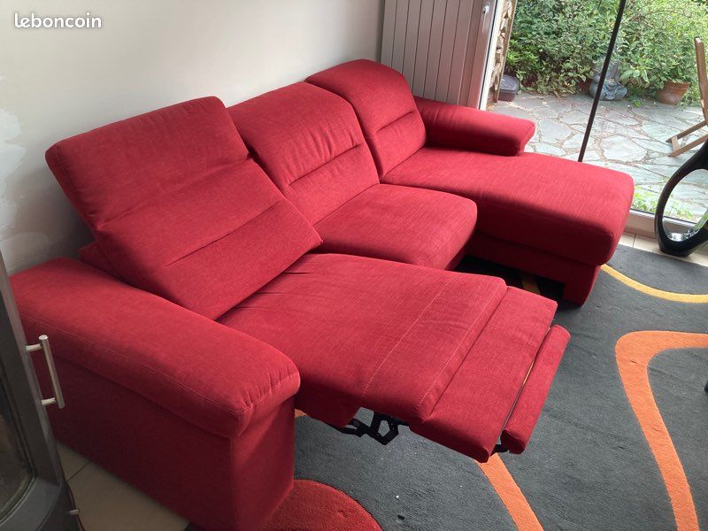 Canapé méridienne rouge état neuf (image 2)