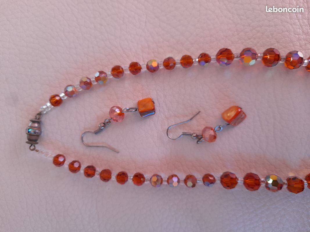Parure : Collier et boucles toupies ambre (image 2)