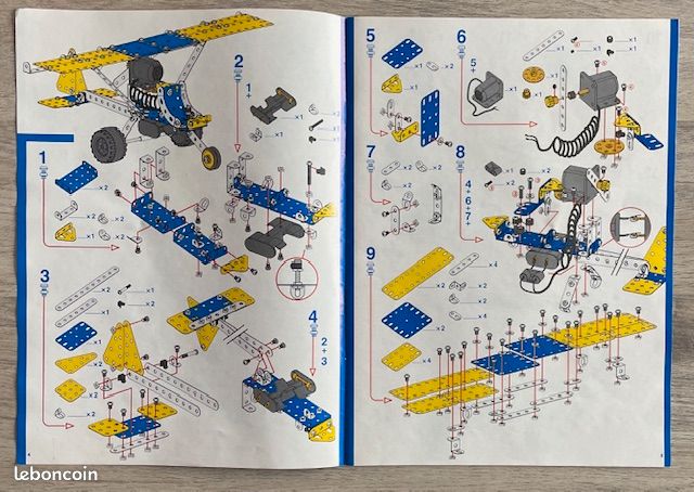 Lot De 60 Pièces MECCANO – N°98 Bleu Et Or – Longrines Anciennes – Stock Invendu France