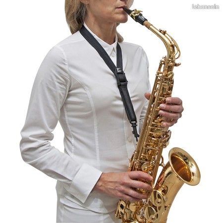 Sangle De Cou Pour Saxophone – Cuir Et Caoutchouc – Longueur Réglable 45-58 Cm – Pour Soprano, Alto, Ténor