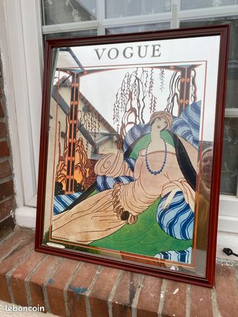 Miroir Vintage Vogue Art Deco – Cadre Bois Publicité Décembre 1925, Miroir Décoratif Rétro
