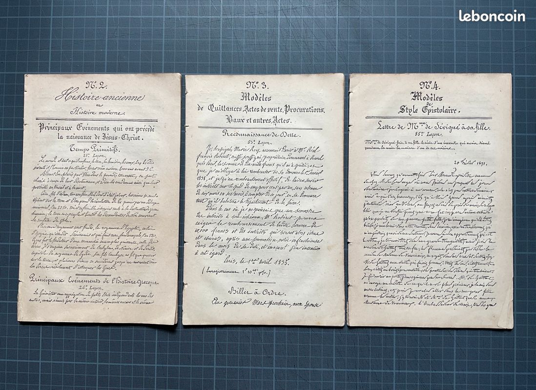 Trois livrets anciens en police manuscrite : leçons numéros 25 à 100 (image 1)