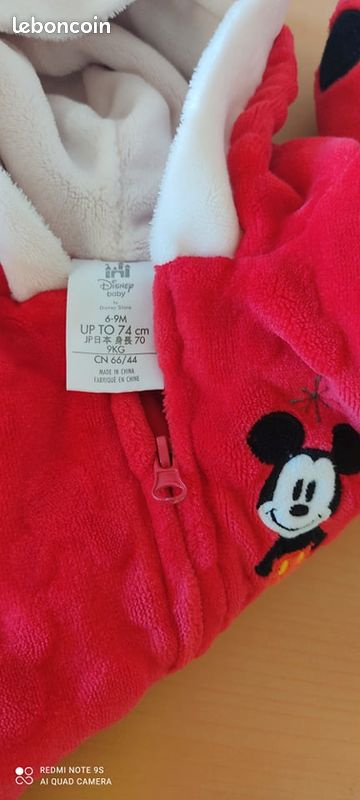 Combinaison pilote Mickey DISNEY STORE rouge en polaire pour bébé (image 3)