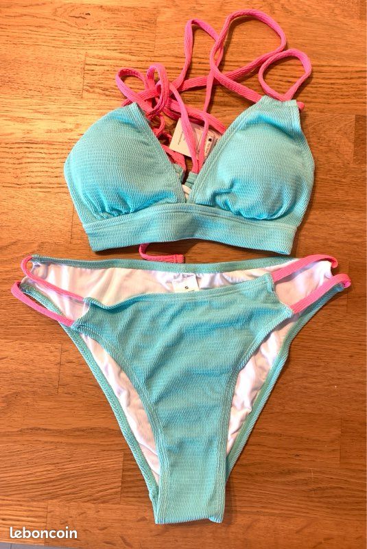 Bikini 2 Pièces KECHIKA Rose Aqua Taille 8 - Imprimé Floral - Neuf Avec étiquette