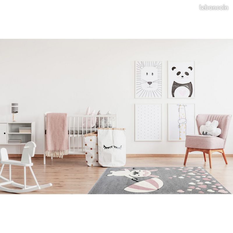 Tapis gris pour enfant rectangle Wild Rose 80x150 (image 2)