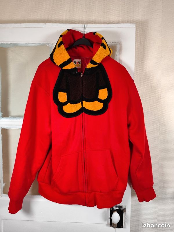 Pull / Sweat rouge - A BATHING APE Feat BABY MILO - taille XL (image 2)