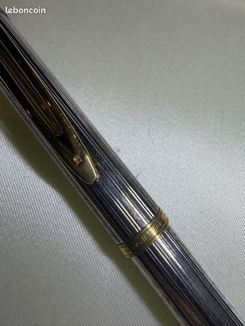 Stylo Plume Waterman Gentleman En Argent Massif - Plume En Or 18K, Finition Godronnée, Occasion