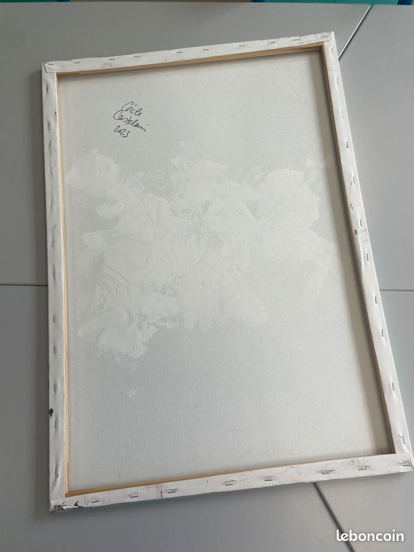 Tableau abstrait noir & blanc – 80x50x1 – Cécile Castelain (2023) TA004 (image 7)