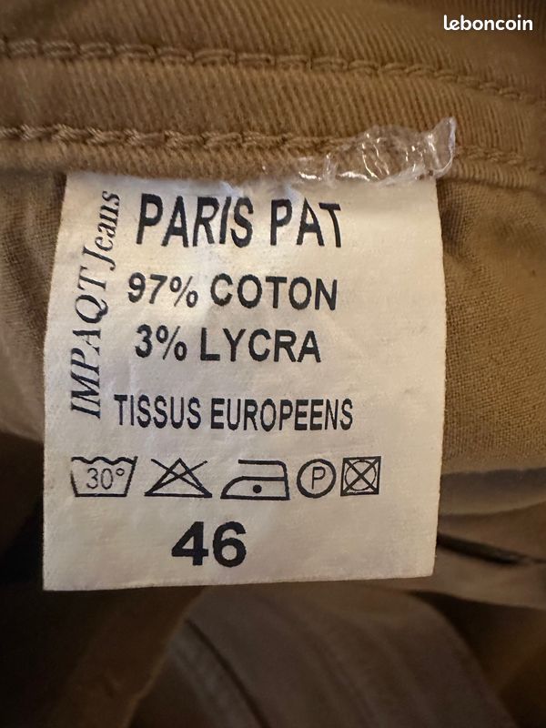 Vends pantalon homme, couleur marron, neuf avec étiquette, taille 46 (image 3)
