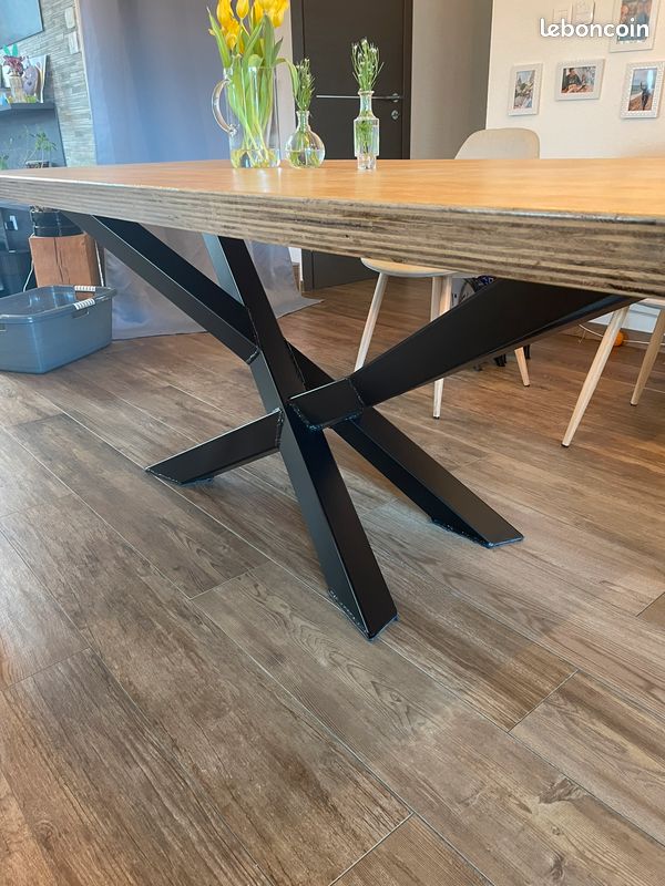 Table massif, Neuve Style Industriel 200x90. Modèle unique (image 3)