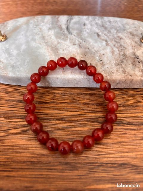 Bracelet Agate Rouge – Perles Naturelles 8mm | Veinures Noires | PAPD (image 2)