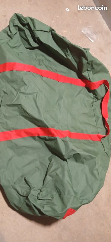 LANCEL - Sac de voyage en toile verte, sangle crème et cuir naturel, il