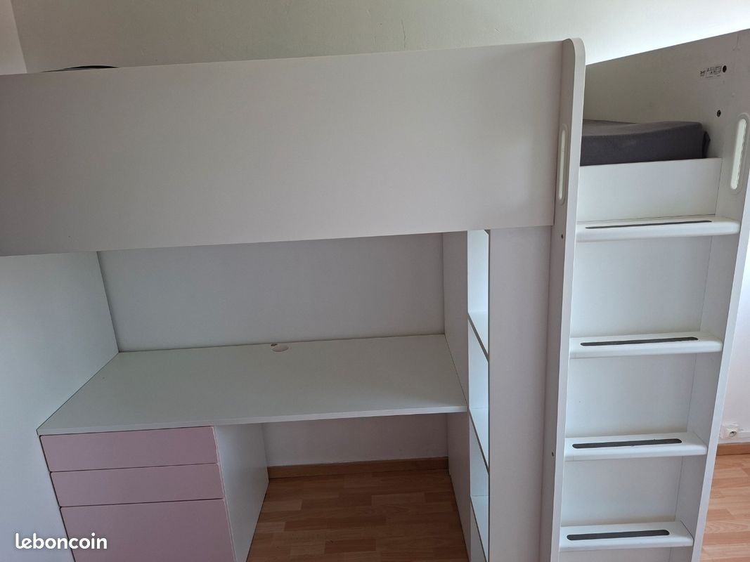 🚨 URGENT - Lit mezzanine avec bureau et armoire 🚨 (image 2)