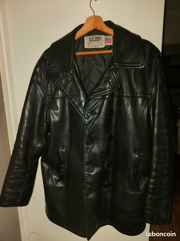 Caban en cuir Schott NYC – taille L – modèle 740N Pea Jacket