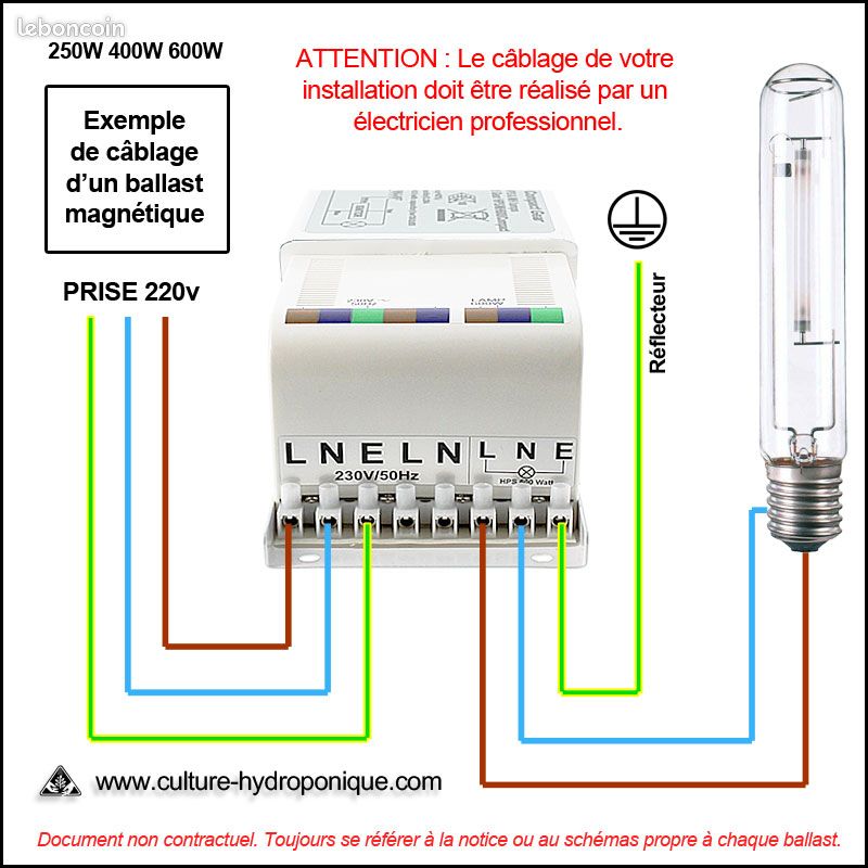 BALLAST pour lampe iodure MDS MSR MSD CMH MH HPS divers modeles -400-600 - 1000 watt (image 2)