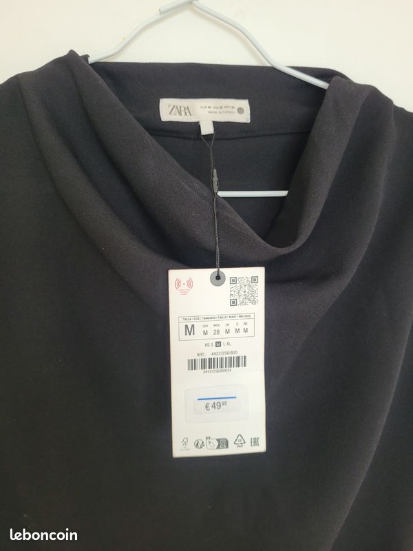 Robe Zara Noire Taille M - Style Chemisier, Longueur Genoux, Quasi Neuve