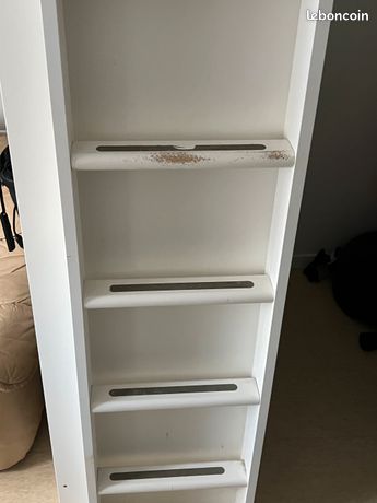 Lit Mezzanine IKEA Blanc – 90x200 Cm – Effet Bois – Occasion